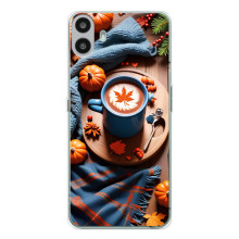 Чехол с уникальным дизайном «Осень с кофе» для Nothing CMF Phone 1 – Кофе и тыквы