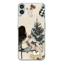 Різдвяні, Святкові Чохли для Натінг ЦМФ Фон 1 (Дівчина з ялинкою)