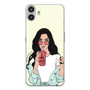 Силиконовый Чехол на Nothing CMF Phone 1 с картинкой Стильных Девушек – С напитком