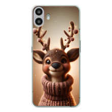 Яркий чехол для Nothing CMF Phone 1 с Зимними Оленятами – Олень в свитере