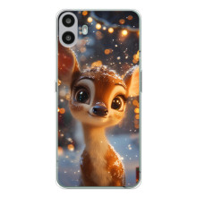 Яркий чехол для Nothing CMF Phone 1 с Зимними Оленятами – Оленёнок среди гирлянд