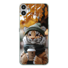 Друкований чохол 'Звірята з кавою' для Nothing CMF Phone 1 – Тигр з кавою