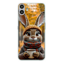 Друкований чохол 'Звірята з кавою' для Nothing CMF Phone 1 – Зайчик з кавою