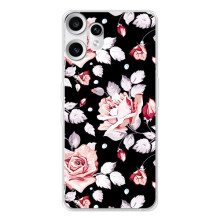 Чехлы с Цветами для Nothing CMF Phone 2 Pro (VPrint) (Цветочки на черном)