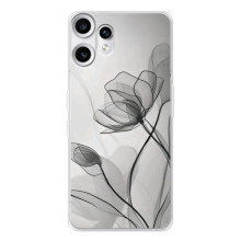 Чехол с цветочным принтом на Нотинг СМФ Фон 2 Про (Черные цветы)