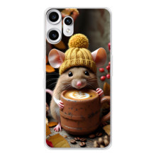 Друкований чохол 'Звірята з кавою' для Nothing CMF Phone 2 Pro – Мишка з кавою