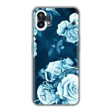 Чехлы (ART) Цветы на Nothing Phone 1 (VPrint) (Голубые Бутоны)