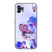 Чехлы с Цветами для Nothing Phone 1 (VPrint) (Бабочка на цветочке)