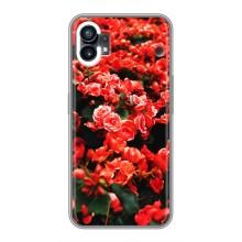 Чехлы с Цветами для Nothing Phone 1 (VPrint) (Цветы красные)