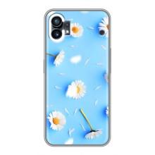 Чехол с Цветами для Nothing Phone 1 (ромашки на голубом)