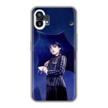 Чехлы Венсдей на Nothing Phone 1 Уэнсдей (AlphaPrint) (Уэнздей с зонтом)