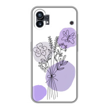 Силиконовый чехол с принтом в цветах на Nothing Phone 1 (Фиолетовый букет)
