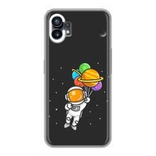 Силіконовый Чохол з принтом "Космонавти" на Nothing Phone 1 – Космонавт з кульками