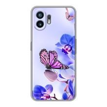 Чохли з квітами для Nothing Phone 2 (VPrint) (Метелик на квітах)