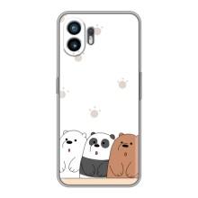 Чехлы с изображением разных животных для Nothing Phone 2 (Удивленные медвеженки)