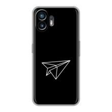 Чехол с картинками на черном фоне для Nothing Phone 2 – Самолетик