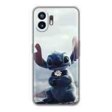 Чехол с рисунком Стич для Nothing Phone 2 – Стич с цветочком