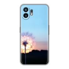 Силиконовый Чехол с одуванчиками на Nothing Phone 2 – Закат с одуванчиком