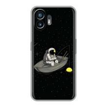 Силиконовый Чехол с принтом "Космонавты" на Nothing Phone 2 – Космонавт на рыбалке
