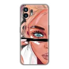 Силиконовый Чехол на Nothing Phone 2 с картинкой Стильных Девушек – Девушка и ресницы