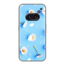 Чехол с Цветами для Nothing Phone 2a (ромашки на голубом)