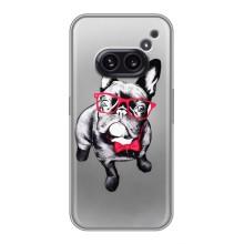 Чехол (ТПУ) Милые собачки для Nothing Phone 2a – Бульдог в очках