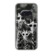 Силиконовый чехол с КАРТИНКАМИ лето для Nothing Phone 2a (AlphaPrint) (Жирафы в очках)