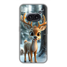 Яркий чехол для Nothing Phone 2a с Зимними Оленятами – Оленёнок в лесу