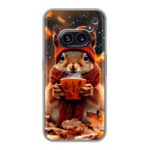 Печатный чехол «Зверята с кофе» для Nothing Phone 2a – Белка с кофе