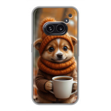 Печатный чехол «Зверята с кофе» для Nothing Phone 2a – Песик с кофе