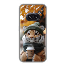 Печатный чехол «Зверята с кофе» для Nothing Phone 2a – Тигр с кофе