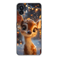 Яркий чехол для Nothing Phone 3 с Зимними Оленятами – Оленёнок среди гирлянд