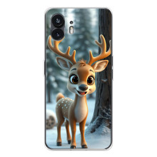 Яркий чехол для Nothing Phone 3 с Зимними Оленятами – Оленёнок в лесу