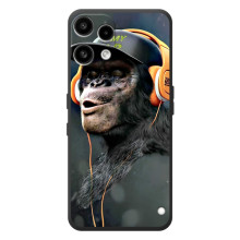 Чехол с Обезьянами Nothing Phone (3a) Lite - (AlphaPrint) – В наушниках