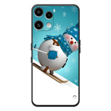 Новогодние Чехлы для Ничего Телефон (3а) Лайт 
 (VPrint) (Снеговик на лыжах)