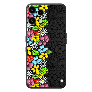 Силиконовый бампер с принтом (цветочки) на 

Но́THING Телефон (3а) Лайт 
 (Яркие цветы на черном)