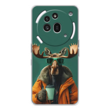 Чохол з принтом стильні тварини для Нотінг Фон (3а) Про (Лось з кавою)