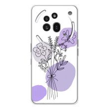 Силконовий чохол з принтом в квітах на Nothing Phone (3a) Pro – Фіолетовий букет