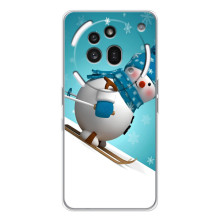 Новогодние Чехлы для Натинг Фон (3а) Про (VPrint) – Снеговик на лыжах