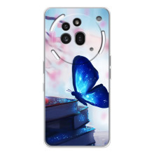 Силиконовый бампер с картинкой животных для Nothing Phone (3a) Pro (Бабочка синяя)