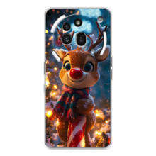 Яркий чехол для Nothing Phone (3a) Pro с Зимними Оленятами – Олень в шарфе
