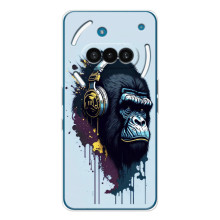 Чехол с Обезьянами Nothing Phone (3a) - (AlphaPrint) (Горилла в наушниках)