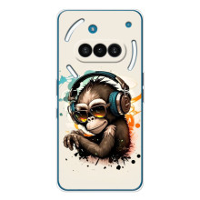 Чехол с Обезьянами Nothing Phone (3a) - (AlphaPrint) (Макака в наушниках)