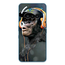 Чехол с Обезьянами Nothing Phone (3a) - (AlphaPrint) (В наушниках)