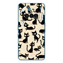 Чехол с рисунком кот на Nothing Phone (3a) (Черные коты)