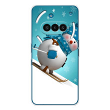 Новогодние Чехлы для Натинг Фон (3а) (VPrint) (Снеговик на лыжах)