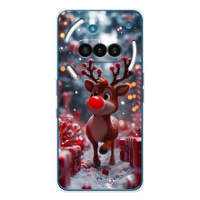 Яркий чехол для Nothing Phone (3a) с Зимними Оленятами – Олень среди подарков