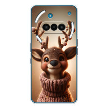 Яркий чехол для Nothing Phone (3a) с Зимними Оленятами – Олень в свитере