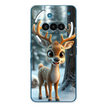 Яркий чехол для Nothing Phone (3a) с Зимними Оленятами – Оленёнок в лесу