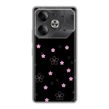 Чехол с розовым рисунком для Nothing Phone (4a) Pro – Розовые цветы на черном